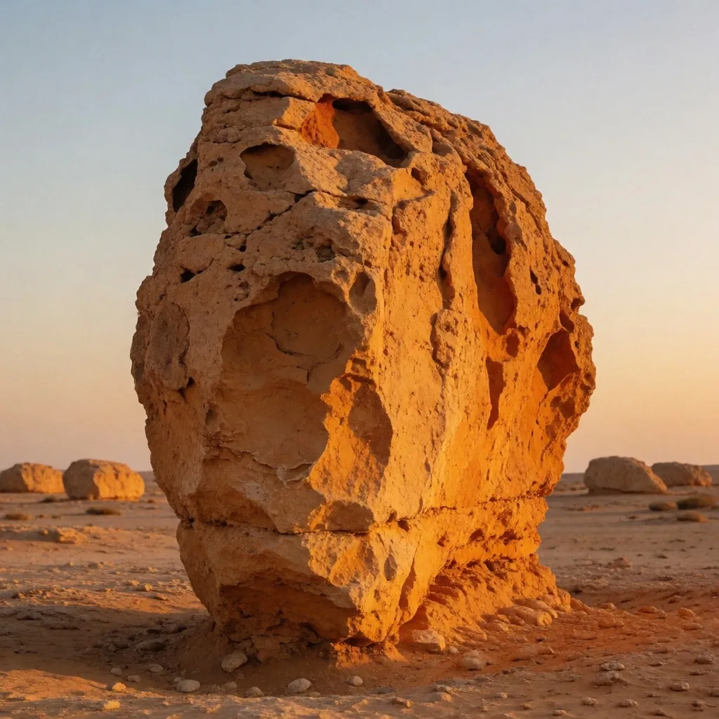 Desert limestone formation in warm light