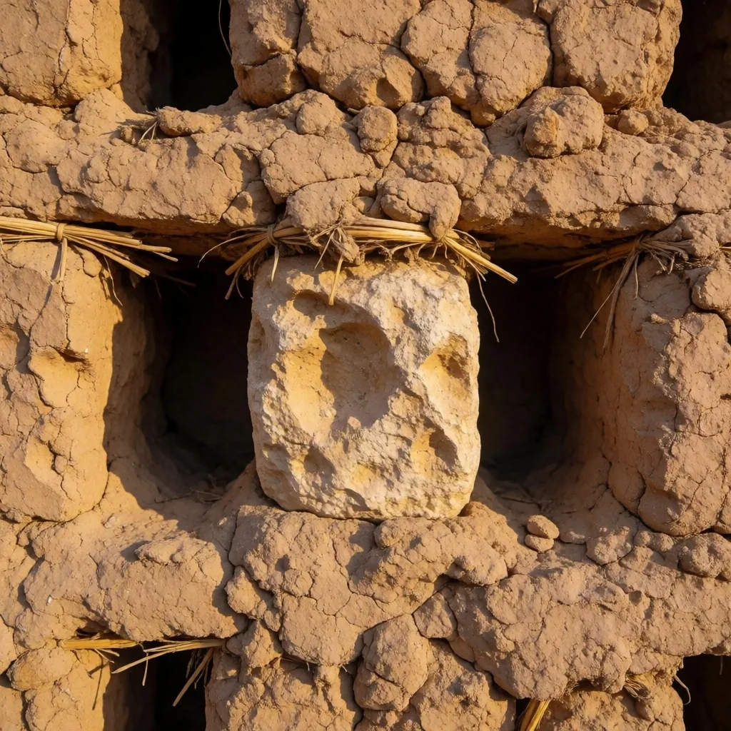 Traditional mud-brick wall surface texture