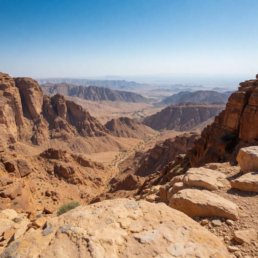 View from an elevated plateau across a valley