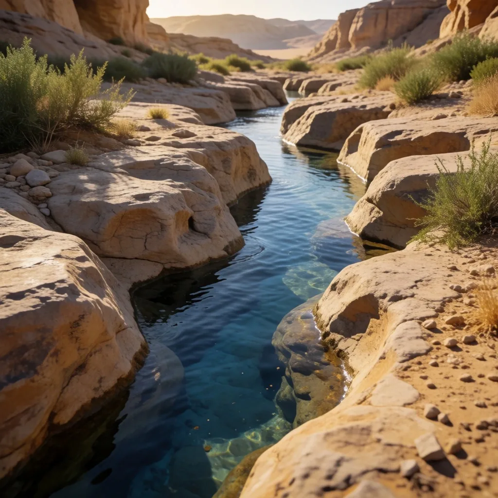Desert wadi with seasonal water channels