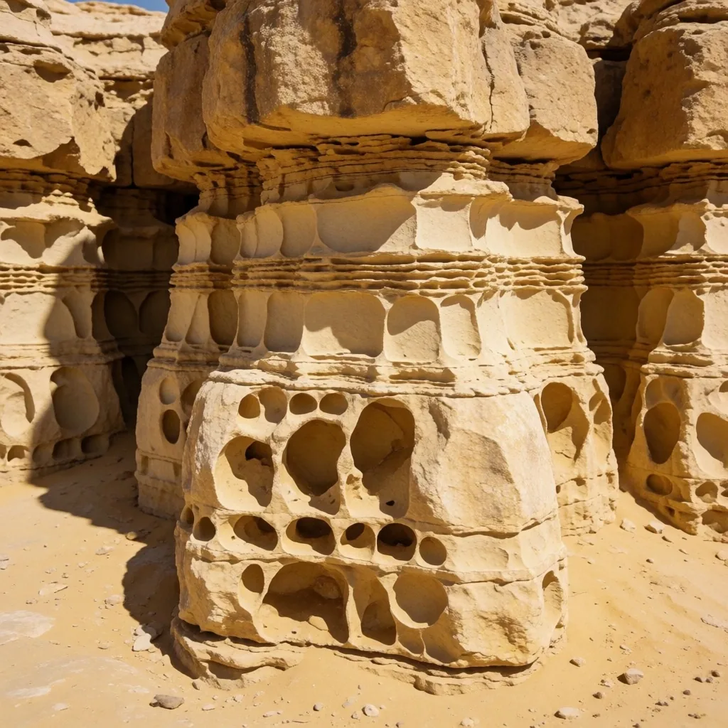 Desert limestone formations showing geological texture